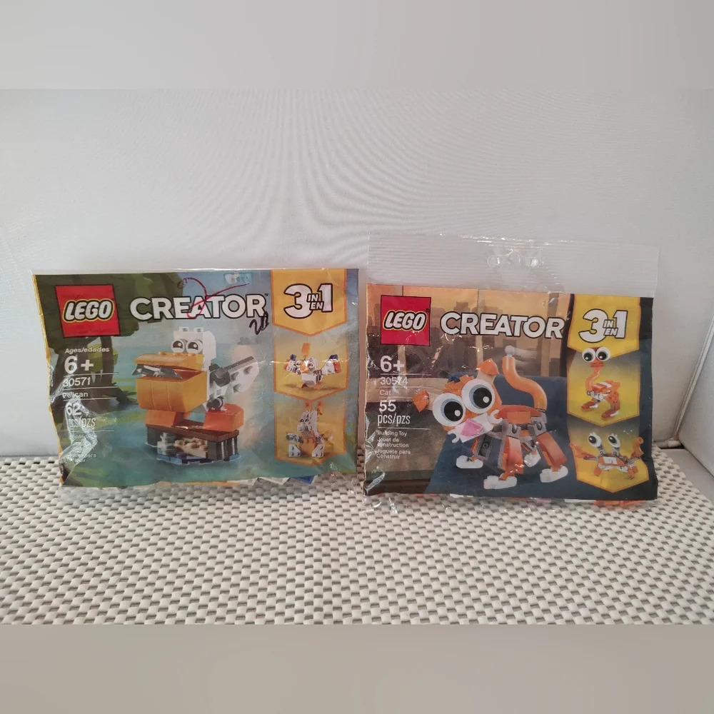 Lego Creator 3-in-1 Bundle: Pelican 30571 & Cat 30574 NWT Building Toy Set